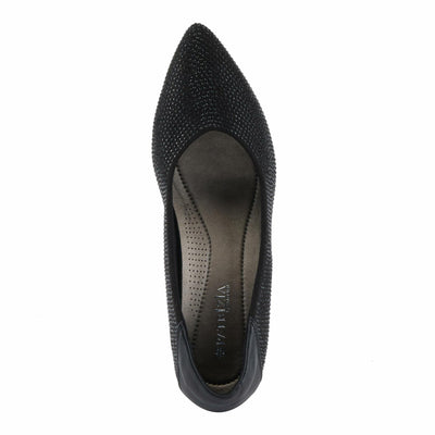 PATRIZIA Women's Senna Block Heel Pumps with Pointy-Toe Silhouette, Shimmering Crystals, and Comfortable Fit Black EU 37 / US 6.5-7