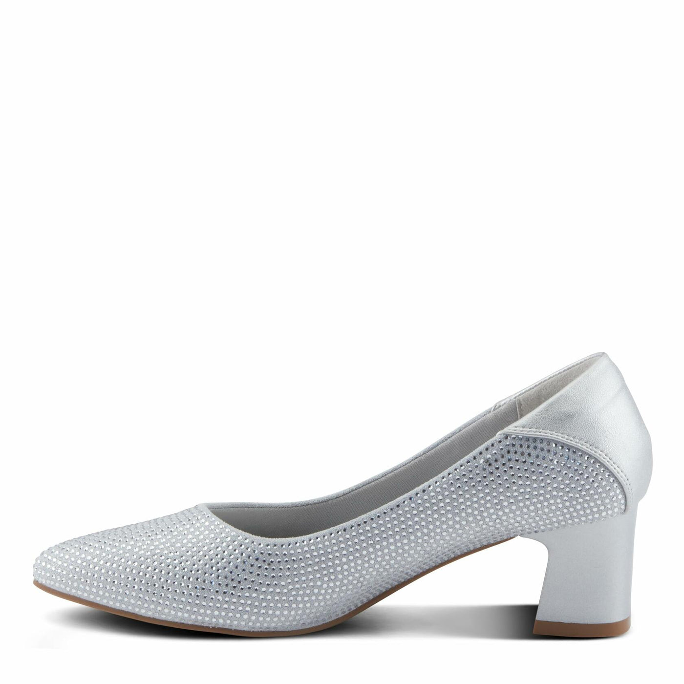 PATRIZIA Women's Senna Block Heel Pumps with Pointy-Toe Silhouette, Shimmering Crystals, and Comfortable Fit Silver EU 37 / US 6.5-7