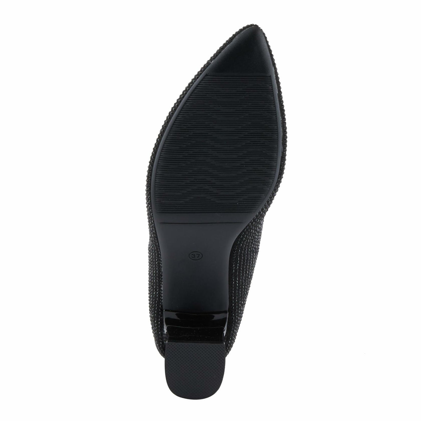 PATRIZIA Women's Senna Block Heel Pumps with Pointy-Toe Silhouette, Shimmering Crystals, and Comfortable Fit Black EU 37 / US 6.5-7
