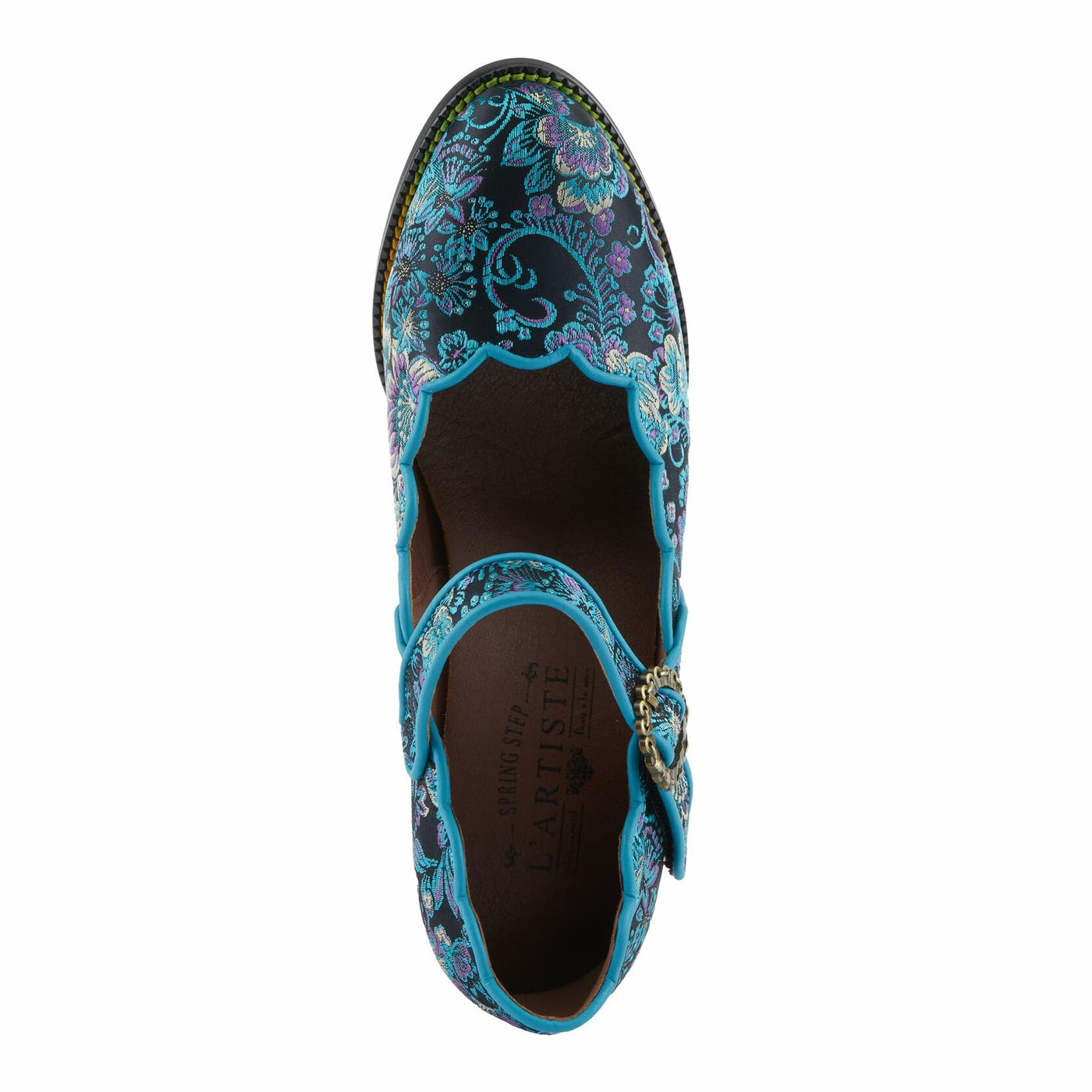 L'Artiste by Spring Step Women's Adodora Mary Jane Heeled, Turquoise Multi, 8.5