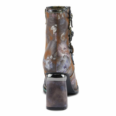Spring Step L'Artiste Carre Women's Chic Bootie - Multi-Colored Metallics & Floral Designs, Stylish Heeled Ankle Boots Brown Multi EU 38/ US 7.5-8