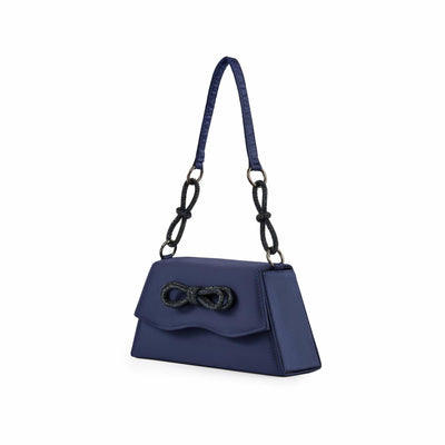 Lady Couture AMY Rhinestone Bow Handbag, Navy