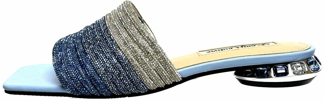 Lady Couture AMAZING Multi Color Straps Slide, Blue Multi, 8