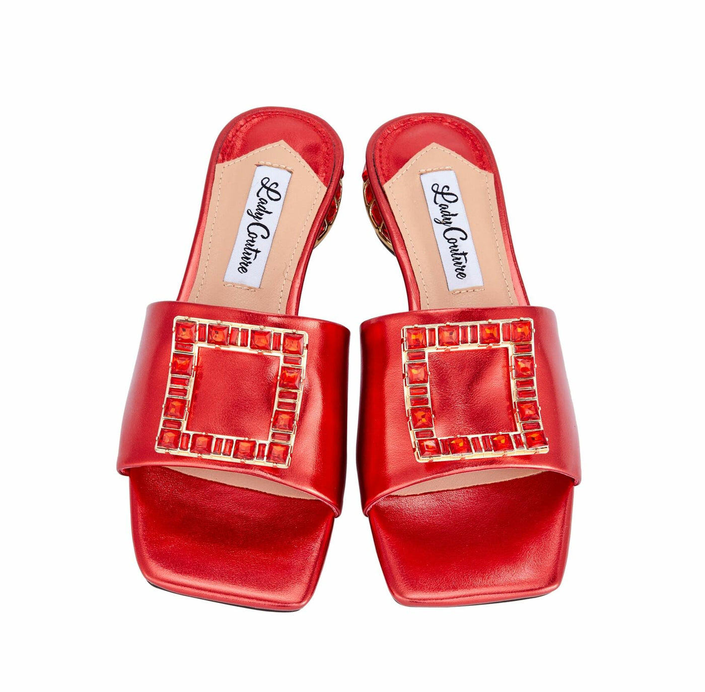 Lady Couture Amore Metallic Jewel Slide, Red, 12