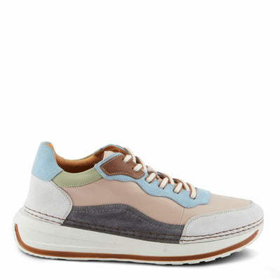 Spring Step Women's Booker Sneakers with Premium Leathers, Geometric Pattern, and Removable Insoles Blush Multi EU 38/ US 7.5-8