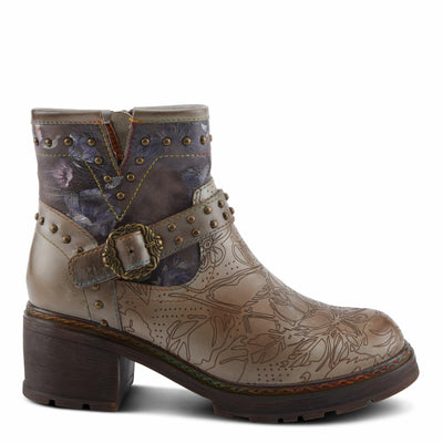 Spring Step L'Artiste Branchout Women's Floral Bootie - Handpainted & Printed Designs, Standout Statement Shoes Grey Multi EU 40 / US 9