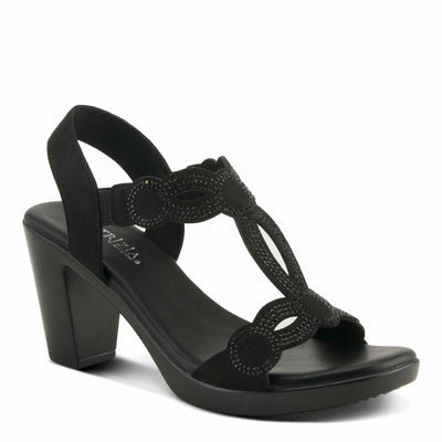 PATRIZIA Women's ILLARA Slip-On T-Strap Heels - Crystal Embellished, Elastic Goring, Cushioned Comfort BLACK EU 39 / US 8.5
