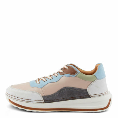 Spring Step Women's Booker Sneakers with Premium Leathers, Geometric Pattern, and Removable Insoles Blush Multi EU 38/ US 7.5-8