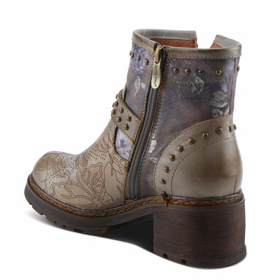 Spring Step L'Artiste Branchout Women's Floral Bootie - Handpainted & Printed Designs, Standout Statement Shoes Grey Multi EU 40 / US 9