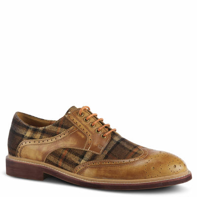 Spring Step L'Artiste Men's Thavo-Plaid Leather Oxford Shoes Tan Multi EU 41 / US 8-8.5