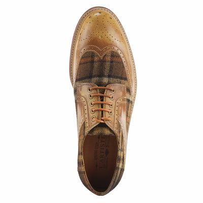 Spring Step L'Artiste Men's Thavo-Plaid Leather Oxford Shoes Tan Multi EU 41 / US 8-8.5
