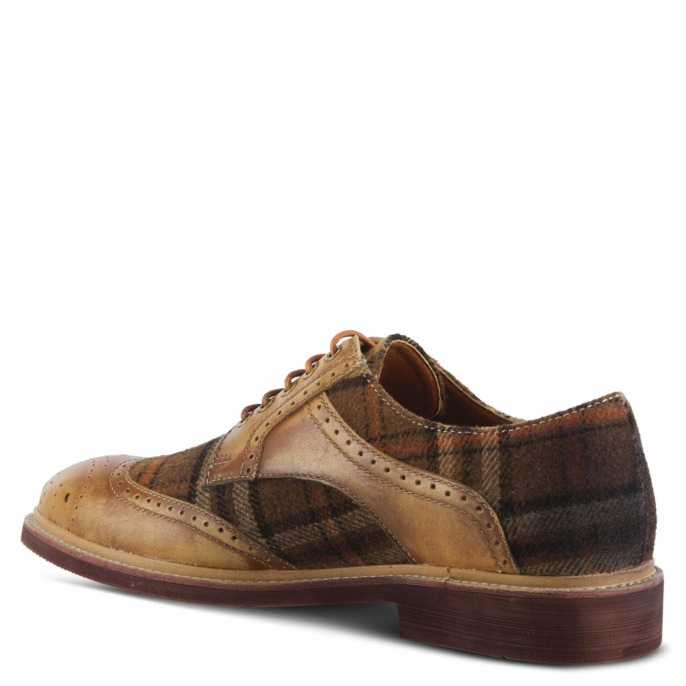 Spring Step L'Artiste Men's Thavo-Plaid Leather Oxford Shoes Tan Multi EU 41 / US 8-8.5
