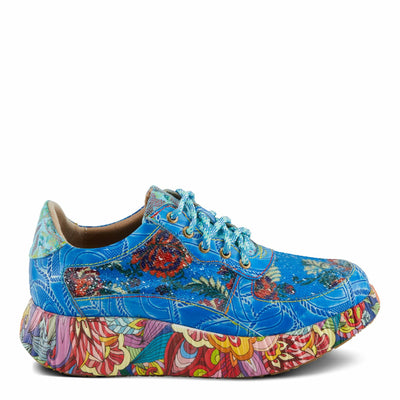 Spring Step L'Artiste Women's CAFFEY Multicolored Fashion Sneakers | Unique Energetic Patterns Blue Multi EU 37 / US 6.5-7