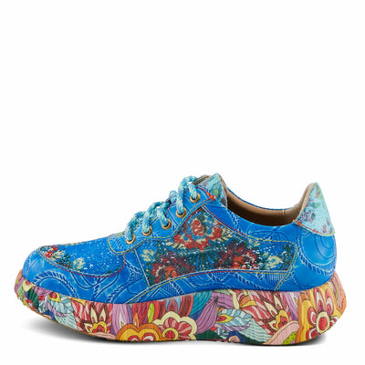 Spring Step L'Artiste Women's CAFFEY Multicolored Fashion Sneakers | Unique Energetic Patterns Blue Multi EU 36 / US 5.5-6