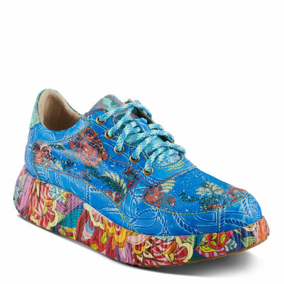 Spring Step L'Artiste Women's CAFFEY Multicolored Fashion Sneakers | Unique Energetic Patterns Blue Multi EU 37 / US 6.5-7