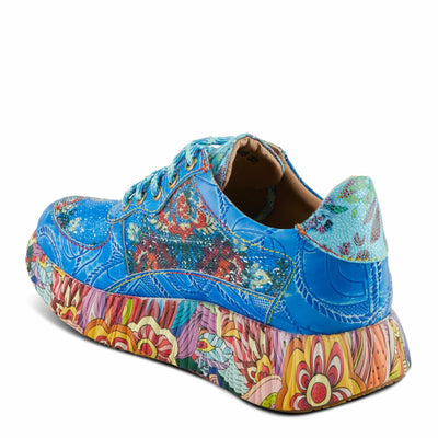 Spring Step L'Artiste Women's CAFFEY Multicolored Fashion Sneakers | Unique Energetic Patterns Blue Multi EU 37 / US 6.5-7