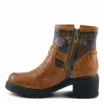 Spring Step L'Artiste Branchout Women's Floral Bootie - Handpainted & Printed Designs, Standout Statement Shoes Camel Multi EU 42 / US 10.5-11