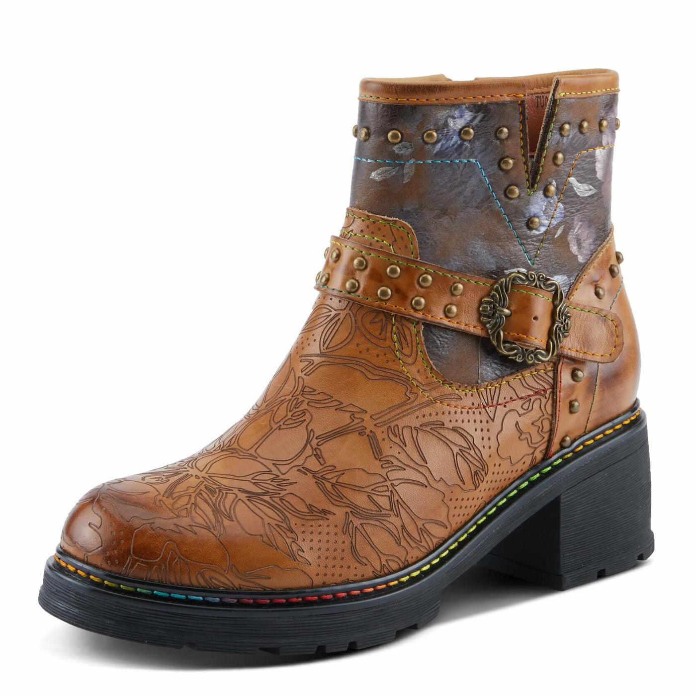 Spring Step L'Artiste Branchout Women's Floral Bootie - Handpainted & Printed Designs, Standout Statement Shoes Camel Multi EU 42 / US 10.5-11