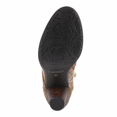 Spring Step L'Artiste Avyanna Women's Floral Velvet Bootie - Romantic Vibe, Glamorous Ankle Boots for Date Nights Medium Brown Multi EU 41 / US 9.5-10