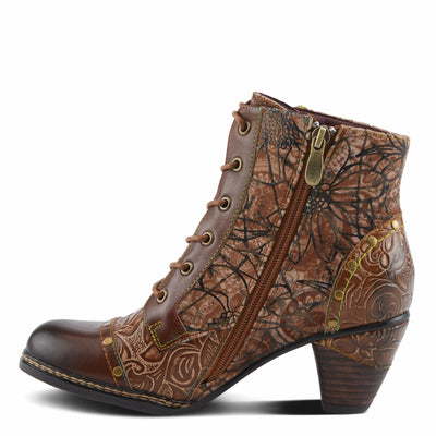 Spring Step L'Artiste Avyanna Women's Floral Velvet Bootie - Romantic Vibe, Glamorous Ankle Boots for Date Nights Medium Brown Multi EU 41 / US 9.5-10