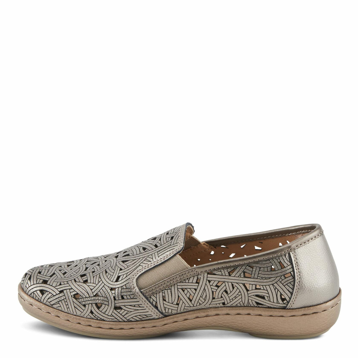 Spring Step NIFONELA Women's Slip-On Sneaker - Elastic Gore, Laser Cut Details, Removable Insole Pewter EU 40 / US 9