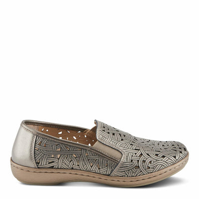 Spring Step NIFONELA Women's Slip-On Sneaker - Elastic Gore, Laser Cut Details, Removable Insole Pewter EU 40 / US 9