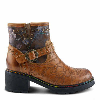 Spring Step L'Artiste Branchout Women's Floral Bootie - Handpainted & Printed Designs, Standout Statement Shoes Camel Multi EU 42 / US 10.5-11
