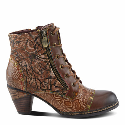 Spring Step L'Artiste Avyanna Women's Floral Velvet Bootie - Romantic Vibe, Glamorous Ankle Boots for Date Nights Medium Brown Multi EU 41 / US 9.5-10