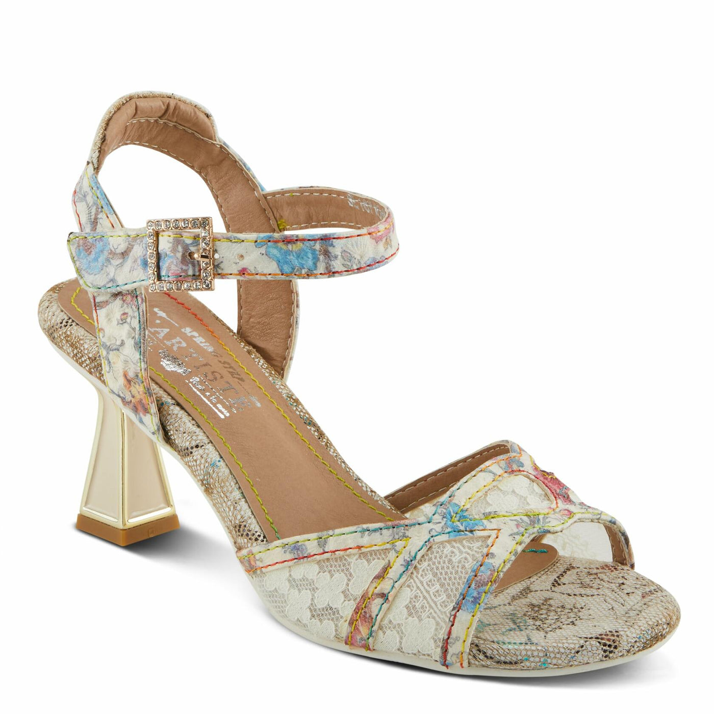 Spring Step L'Artiste Women's CHATEL Open-Toe Sandals - Classic Elegance with a Contemporary Twist Beige Multi EU 35 / US 5