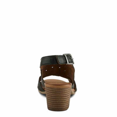 Spring Step Kovach Women's Leather Sandals – Sandals for Women with Premium Buttery Leather, Perforated Design, Buckle Closure, Comfort Footbed Black, 8.5