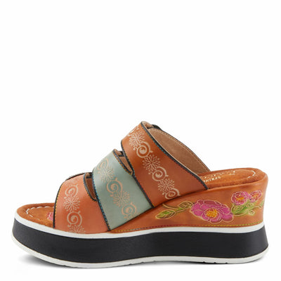 Spring Step L'Artiste Women's CALIGAL Hand-Painted Lightweight Platform Wedges Tan Multi EU 39 / US 8.5