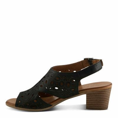 Spring Step Kovach Women's Leather Sandals – Sandals for Women with Premium Buttery Leather, Perforated Design, Buckle Closure, Comfort Footbed Black, 8.5