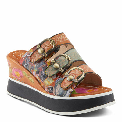 Spring Step L'Artiste Women's CALIGAL Hand-Painted Lightweight Platform Wedges Tan Multi EU 42 / US 10.5-11