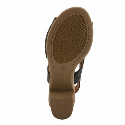 Spring Step Kovach Women's Leather Sandals – Sandals for Women with Premium Buttery Leather, Perforated Design, Buckle Closure, Comfort Footbed Black, 8.5