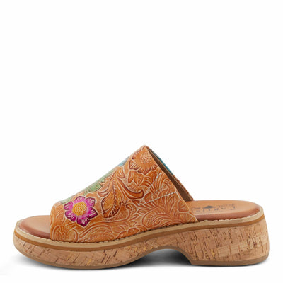 Spring Step L'Artiste Women's ALDINA Hand-Painted Leather Slides with Cushioned Comfort Camel Multi EU 36 / US 5.5-6