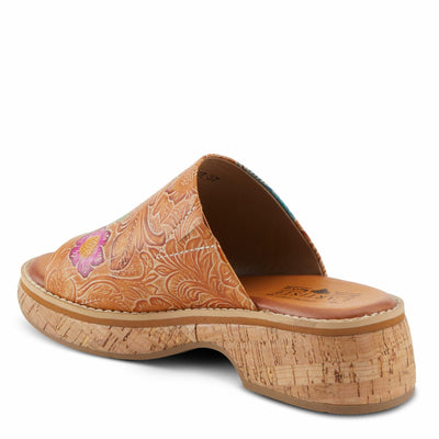 Spring Step L'Artiste Women's ALDINA Hand-Painted Leather Slides with Cushioned Comfort Camel Multi EU 36 / US 5.5-6