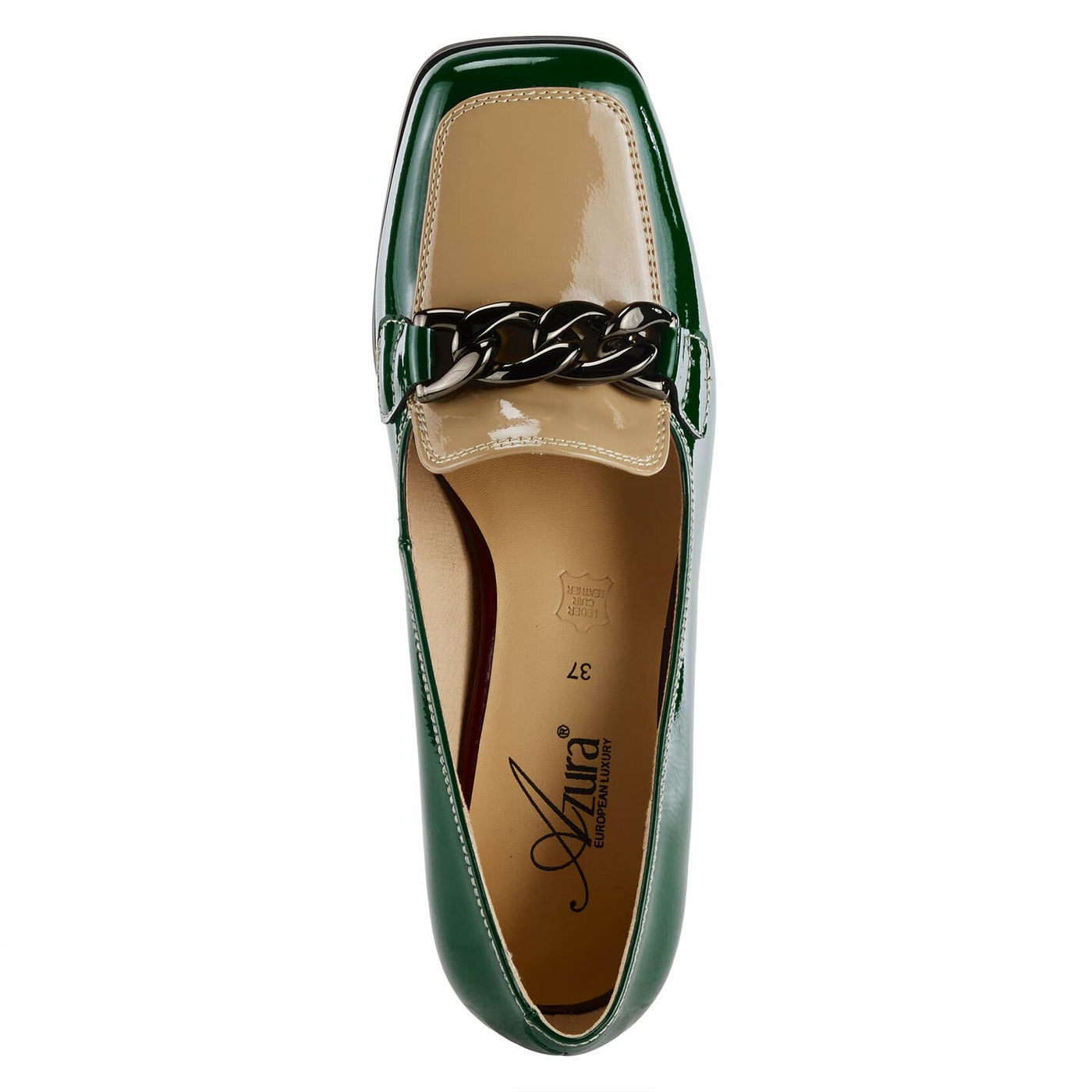 Azura Women's Luzish Leather Heeled Shoe Green Multi Patent EU 38 / US 7.5-8