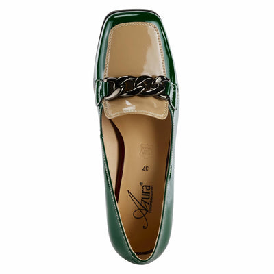 Azura Women's Luzish Leather Heeled Shoe Green Multi Patent EU 38 / US 7.5-8