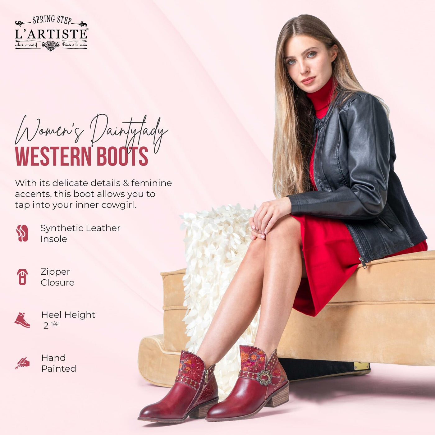 L'Artiste by Spring Step Women's Daintylady Western Boot, Camel Multi, 5