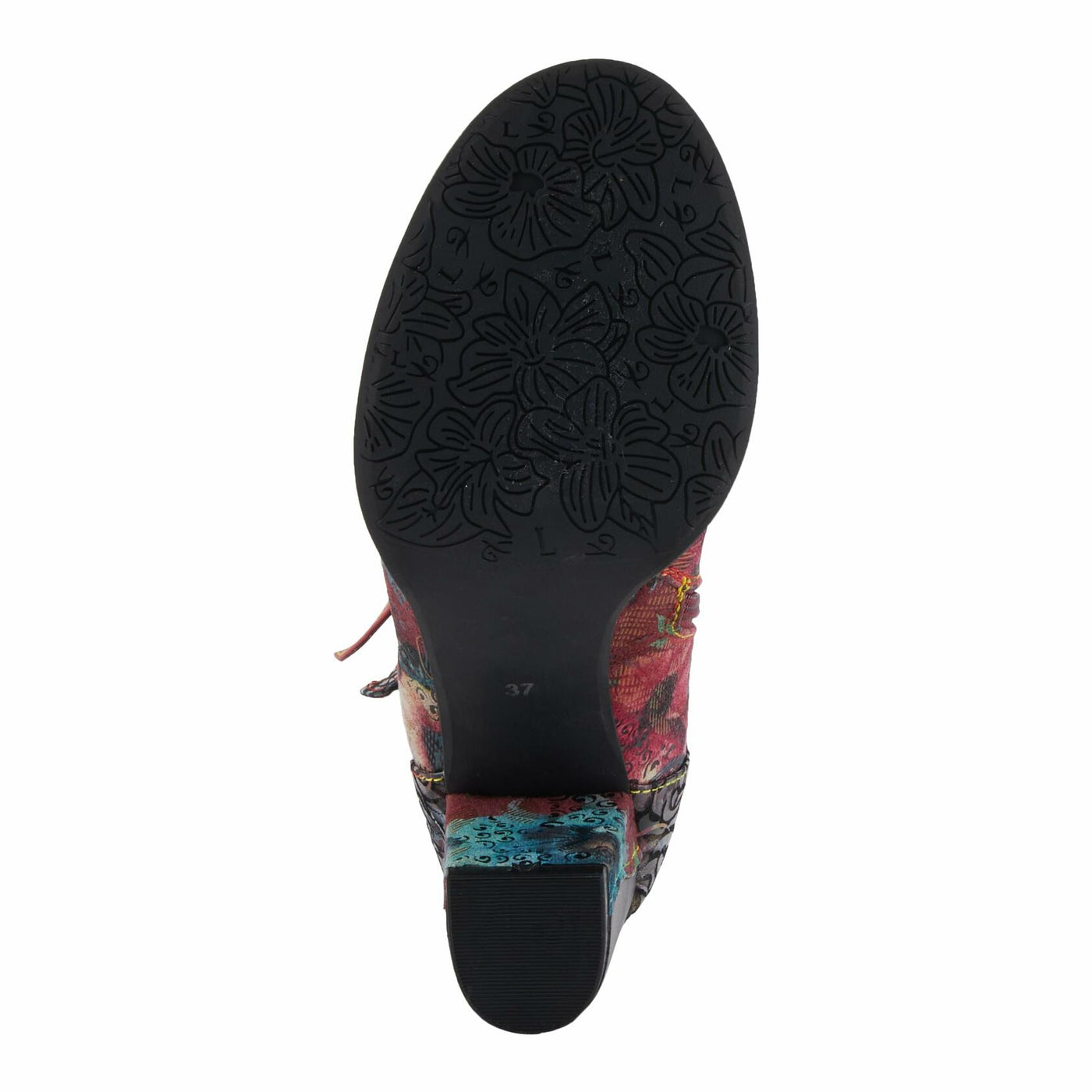 Spring Step L'Artiste Averie Women's Moto-Inspired Bootie - Quilted Upper, Metallic Prints, Decorative Straps Red Multi EU 38/ US 7.5-8