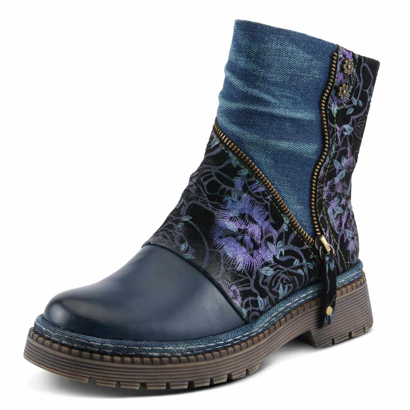 L'Artiste by Spring Step Women's Avrilrose Urban Booties, Navy Multi, 8.5
