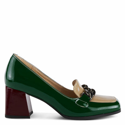 Azura Women's Luzish Leather Heeled Shoe Green Multi Patent EU 38 / US 7.5-8