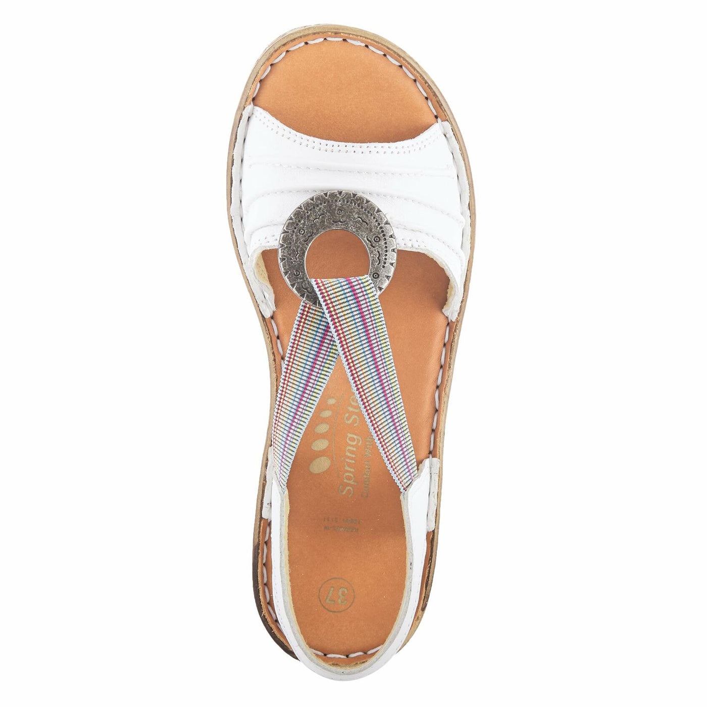 Spring Step Women's KARMEL Flat Sandal, White, 9.5-10