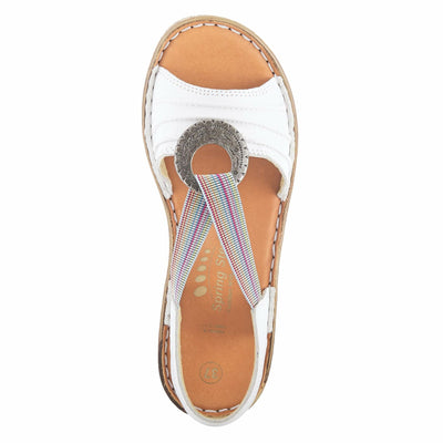 Spring Step Women's KARMEL Flat Sandal, White, 9.5-10