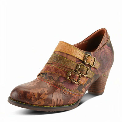 Spring Step L'Artiste Graphic Shoes for Women - Comfortable Womens Booties - Ladies Shoes with Zipper Closure and Microsuede Insole - Brown Multi EU 42 / US 10.5-11