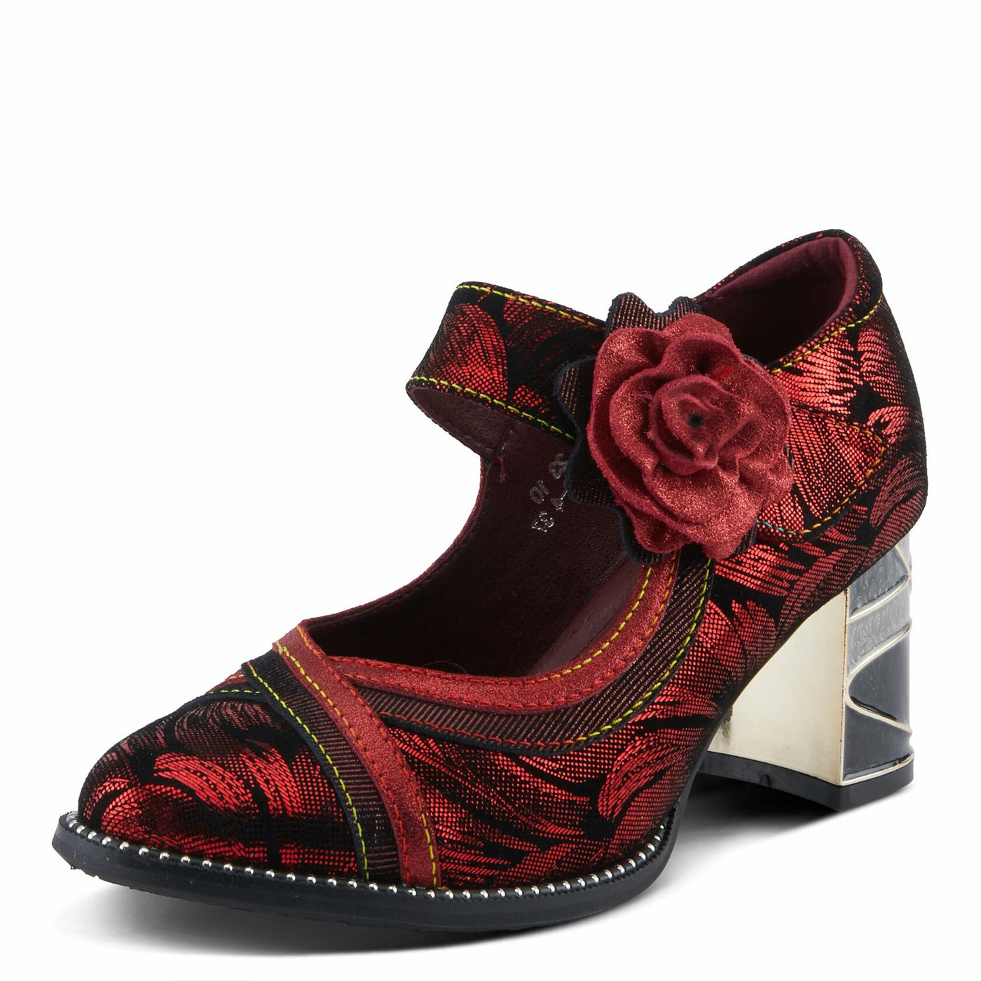 L'Artiste by Spring Step Women's Beverly Hills Mary Jane Heeled, Red Multi, 7