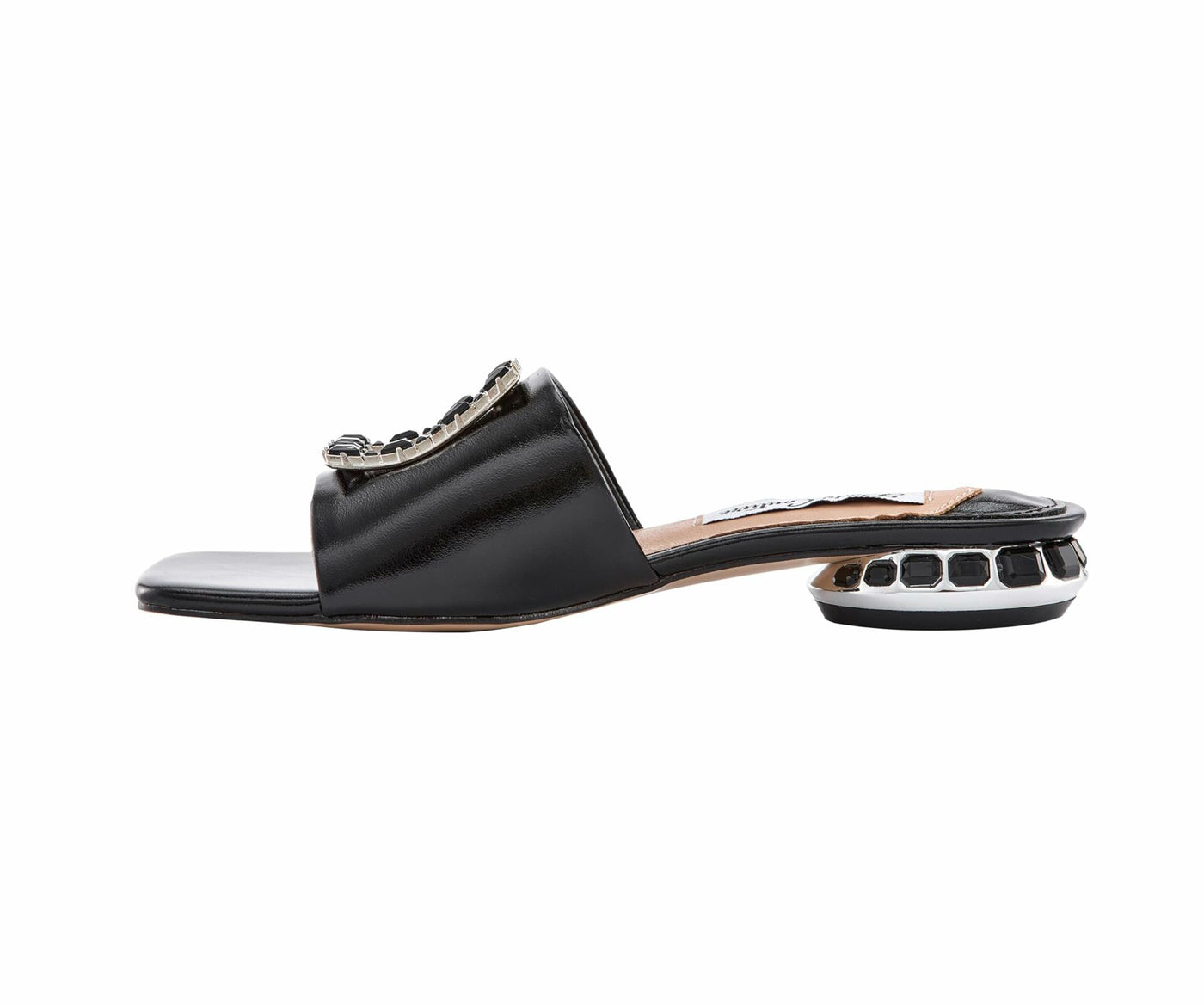 Lady Couture Amore Metallic Jewel Slide, Black, 7