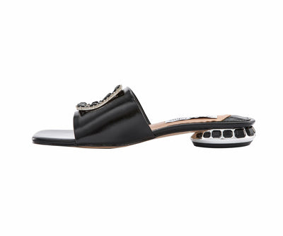 Lady Couture Amore Metallic Jewel Slide, Black, 7