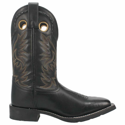 Laredo Mens Kane Embroidered Square Toe Pull On Casual Boots Mid Calf - Black - Size 11.5 D