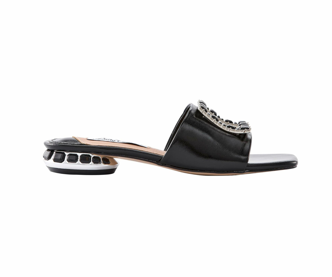 Lady Couture Amore Metallic Jewel Slide, Black, 7